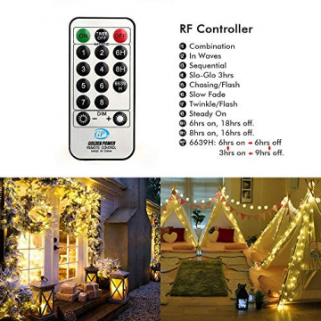 NEXVIN Lichterkette Warmweiß, 20+3M 200 LED Lichterkette Anschließbar, Strombetrieben, 8 Leuchtmodi Dimmbar, IP44 Wasserdicht Lichterkette mit Fernbedienung für Innen Außen Party Feier Deko - 5