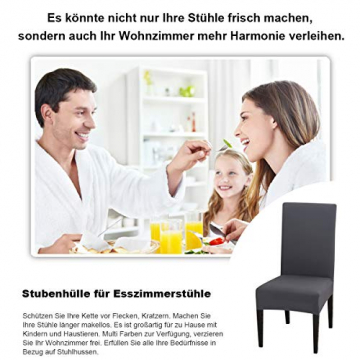 Padgene Universal Stretch Stuhlhussen, Abnehmbare Stuhlbezug Sitz Stuhl Esszimmer überzug Stuhlüberzu Abdeckungen Hussen für Husse Hotel Party Bankett (Grau, 4er Set) - 3