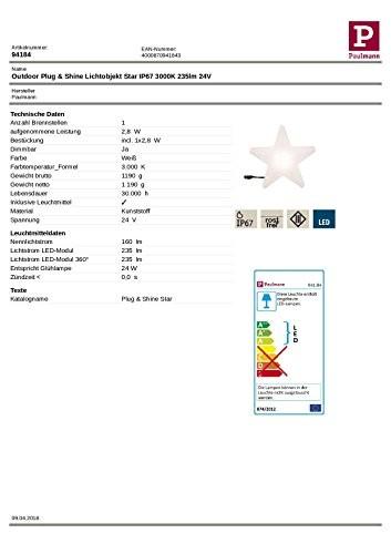 Paulmann 941.84 Outdoor Plug & Shine Lichtobjekt Star IP67 3000K 235lm 24V Dekoleuchte Gartenleuchte Terassenleuchte 94184 - 10