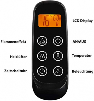 RICHEN Elektrokamin Argon - Elektrischer Standkamin Mit Heizung, LED-Beleuchtung, 3D-Flammeneffekt & Fernbedienung - Weiß - 7