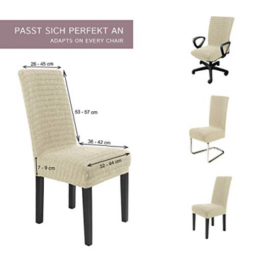 SCHEFFLER-Home Stretch Stuhlhusse Anna | 2er Set elastische Stuhlabdeckungen in feinem Raff-Look | Stuhlhussen Schwingstühle | Spannbezug mit Gummiband | Elegante Stuhlbezüge - 5