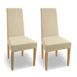 SCHEFFLER-Home Stretch Stuhlhusse Natalie | 2er Set elastische Stuhlabdeckungen aus Baumwolle | Stuhlhussen Schwingstühle | Spannbezug mit Gummiband | Elegante Stuhlbezüge - 1