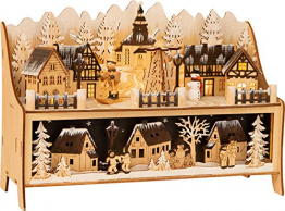 small foot 11790 Lampe Winterdorf mit Pyramide aus Holz, mit LED-Beleuchtung und Weihnachtspyramide, Weihnachtsdeko beleuchtet Deko, Mehrfarbig, normal - 1