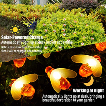 Solar Lichterkette Aussen,66LED Bienen lichterkette Wasserdichte 8 Modi , dekorativ für Garten, Rasen, Terrasse, Sommerfest, Weihnachten,Feiertag (Warmweiß) - 2
