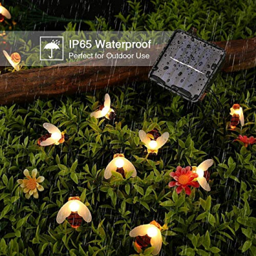 Solar Lichterkette Aussen,66LED Bienen lichterkette Wasserdichte 8 Modi , dekorativ für Garten, Rasen, Terrasse, Sommerfest, Weihnachten,Feiertag (Warmweiß) - 3