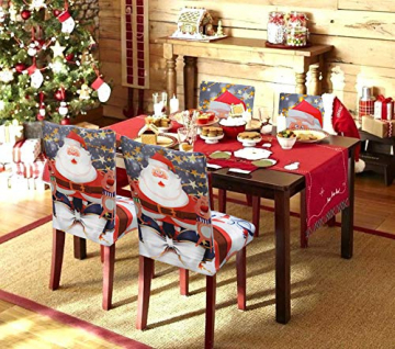 YISUN Universal Stretch Stuhlhussen 4er 6er Set Stuhlbezug für Stuhl Esszimmer (6er Set, Weihnachten) - 2