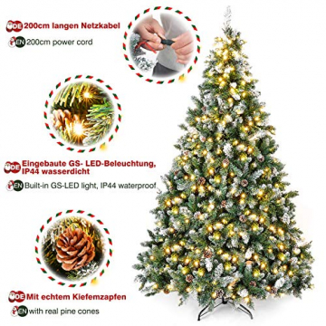 Yorbay künstlicher Weihnachtsbaum mit Beleuchtung weiß Schnee LED Tannenbaum für Weihnachten-Dekoration (210CM) - 4