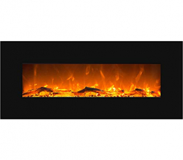 GLOW FIRE Elektrokamin mit Heizung, Wandkamin mit LED | Künstliches Feuer mit zuschaltbarem Heizlüfter: 750/1500 W | Fernbedienung (Größe L - 126 cm, Schwarz) - 1