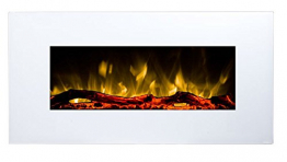 GLOW FIRE Neptun Elektrokamin mit Heizung, Wandkamin mit LED | Künstliches Feuer mit zuschaltbarem Heizlüfter: 750/1500 W | Fernbedienung, 84 cm, Weiß - 1