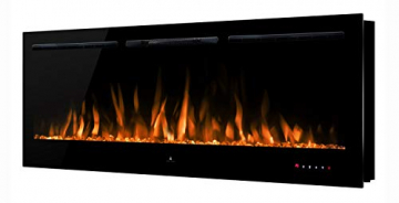 Noble Flame Paris Schwarz 1660 (166 cm / 65”) - Elektrokamin Wandkamin Kaminofen Kamin - Wandmontage Fernbedienung - 14,5 cm Einbautiefe - 1