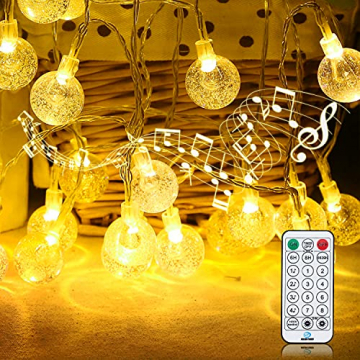 100 LED Lichterkette Strombetrieben,15M Lichterkette Kugel Warmweiß mit Stecker,IP65 Wasserdicht Lichterketten mit Dimmbar Fernbedienung,Ideal für Außen und Innen - 1