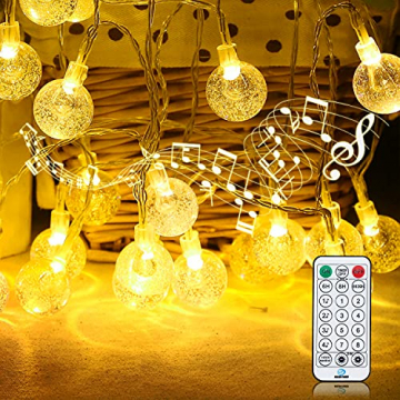 100 LED Lichterkette Strombetrieben,15M Lichterkette Kugel Warmweiß mit Stecker,IP65 Wasserdicht Lichterketten mit Dimmbar Fernbedienung,Ideal für Außen und Innen - 1