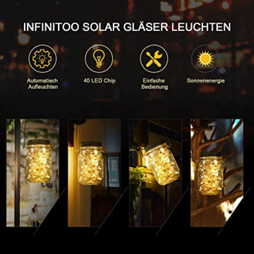 3 Stück Solarlampen für Außen | 40er LED Solar Licht mit Windmühlenmuster für Garten | Solarglas Lichterkette Leuchten Garten Lampions Solar Außen Wetterfest Hängeleuchten Gartendeko für Party - 3