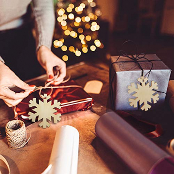 Heqishun 40 Stück Weihnachtsbaum Anhänger Holz Schneeflocke zum Bemalen und Verzieren DIY Deko für Weihnachten Holz Schneeflocke Weihnachtsanhänger DIY Weihnachtsdekoration Holz Scheiben - 3