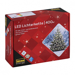 Idena 31123 - LED Lichterkette mit 400 LED in warmweiß, mit 8 Stunden Timer Funktion und Transformator, ca. 47,9 m lang, Innen- und Außenbereich, als Deko für Partys, Weihnachten, Hochzeit - 1