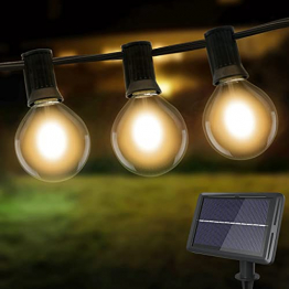 Lichterkette Außen Solar, litogo G40 Solar Lichterkette Glühbirnen Aussen 8M 25+2 LEDs IP55 Wasserdicht 4 Modus Solarlichterkette für Garten, Hochzeit, Balkon, Haus, Weihnachten Deko, Warmweiß 2700K - 1