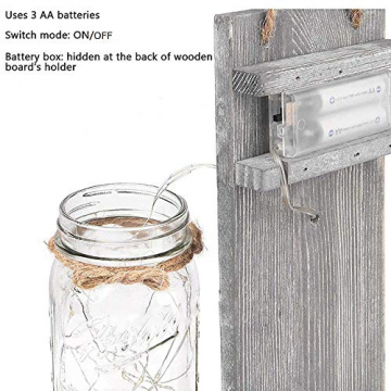 2 Rustikalen Mason Jar Lichterketten,Seide Hortensien und LED-Lichterketten Design für Zuhause Dekoration,Weihnachtsdeko,Wand Dekoration und Holz-Dekoration mit Künstliche Blumen (Grau) - 4