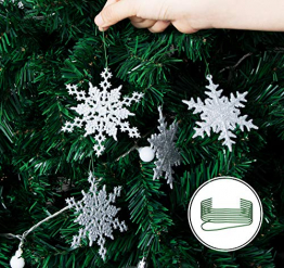 36 Stück Schneeflocken Weihnachten Deko Anhänger, Kunststoff Weihnachtsbaumschmuck Set Schneeflockendeko für Weihnachtsbaum Glitzer Christbaumschmuck Weiß - 1