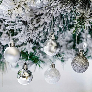 Bochang Kaishuai Mini weihnachtskugeln 54 Stück 30mm Silber deko Christbaumkugeln Set in6 Farben,Weihnachtsbaumkugeln-Silber Weiss,Baumschmuck &Christbaumkugeln Plastik - 5