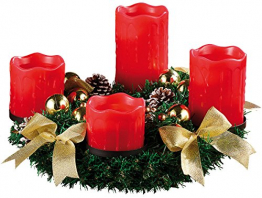 Britesta Adventkranz: Adventskranz mit roten LED-Kerzen, goldfarben geschmückt (Adventskranz mit LED-Beleuchtung) - 1