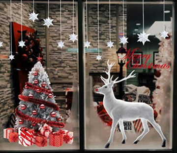 CMTOP Weihnachten Fenstersticker Weihnachtsdeko Fenster Weihnachtsbaum Süße Elche Fensteraufkleber PVC Fensterdeko Selbstklebend für Türen Schaufenster Vitrinen Glasfronten - 5