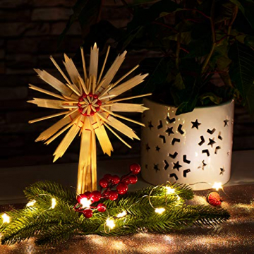 com-four® Christbaumspitze als Weihnachtsbaumschmuck aus Stroh - Strohstern-Spitze für den Weihnachtsbaum - Christbaum-Schmuck - natürlicher Christbaum-Behang - 3