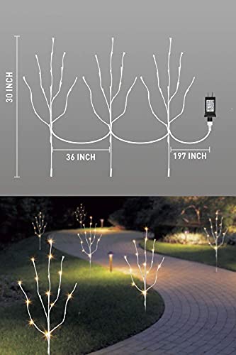 EAMBRITE 3er Set Lichterbaum 60LEDs Wasserdichte Lichterzweige 76CM Warmweißes Zweiglicht rein Weiß Außen-Innen Wohnug deko für Weihnachten Ostern Halloween - 9