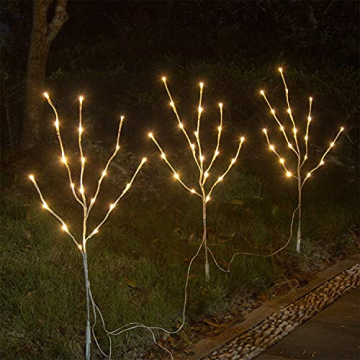 EAMBRITE Wohnung dekorative Zweig Lichter beleuchtet weiße Birke Zweige Weg Pfähle mit 60 LED Lichter Außen-Innen Wohnug deko für Weihnachten Ostern Halloween Fest - 2