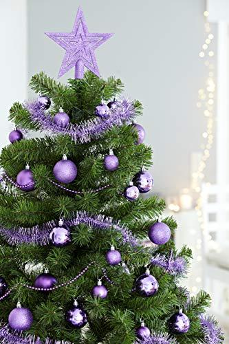 HEITMANN DECO Weihnachtsbaum-Schmuck - lila - 45-teilig - Set inkl. Baumspitze, Kugeln, Perlketten und Girlanden - Kunststoff - 4