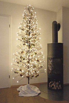 HILIGHT LED Weihnachtsbaum mit 392 warmweißen LEDs und Schneedeko 220 cm braun für Außenbereich geeignet Christbaum Tannenbaum Zweige und Äste Biegsam inkl. Metallständer - 1