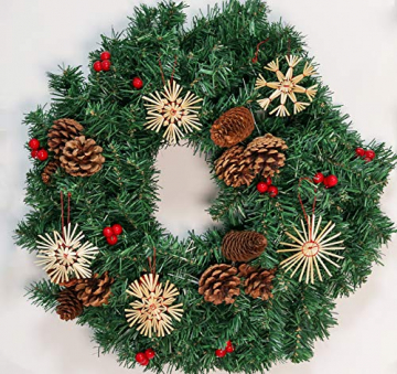 Homewit Strohstern den Weihnachtsbaum, 24 Festliche Strohsterne Set - Natürlicher Stroh-Anhänger für Christbaum-Schmuck, Weihnachtsdekoration - Ø 8cm mit Einer Schönen Holzkiste - 5