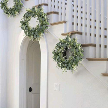 HUAESIN Künstliche Eukalyptus Kranz Grün Türkranz Deko Wandkranz