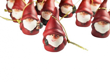 khevga 12er Set Christbaumschmuck aus Terracotta Weihnachtsmann Wichtel rot - Deko-Hänger Weihnachten - 2