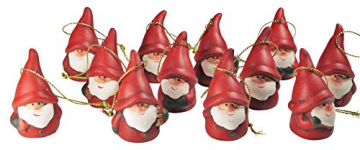 khevga 12er Set Christbaumschmuck aus Terracotta Weihnachtsmann Wichtel rot - Deko-Hänger Weihnachten - 1