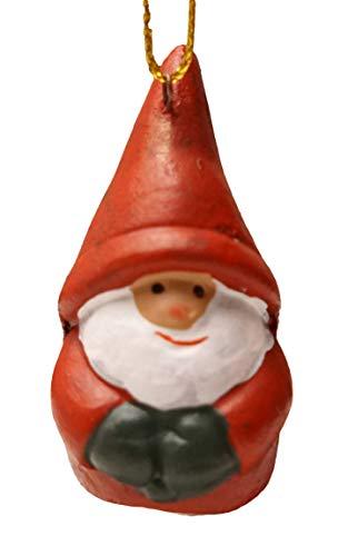 khevga 12er Set Christbaumschmuck aus Terracotta Weihnachtsmann Wichtel rot - Deko-Hänger Weihnachten - 6