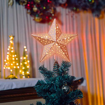 KPCB Weihnachtsbaum Stern,Christbaumspitze Stern Tannenbaum Spitze Mehrfarben LED für Feiertags-Dekorationen - 1
