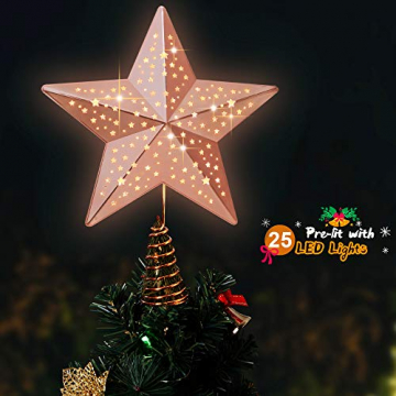 KPCB Weihnachtsbaum Stern,Christbaumspitze Stern Tannenbaum Spitze Mehrfarben LED für Feiertags-Dekorationen - 5