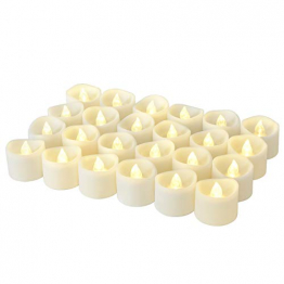 LED Kerzen, Linkbro LED Tee Lichter flammenlose Kerzen mit Timer, Automatikmodus: 6 Stunden an und 18 Stunden aus, 3.2x3.6 cm, [24 Stück, Warm-weiß] - 1