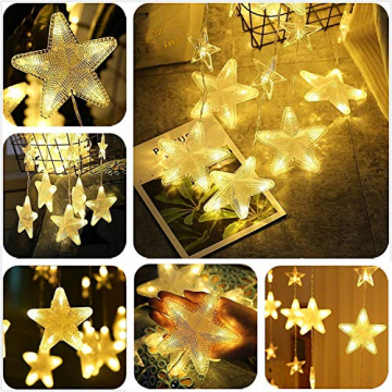 Led Lichterketten, 80 Sterne 144 Leds 2mx1.5m Anschließbar Sternenvorhang mit 8 Modi Fernbedienung fensterlichterketten weihnachten Weihnachtsbeleuchtung für Fenster Dekorat - 4