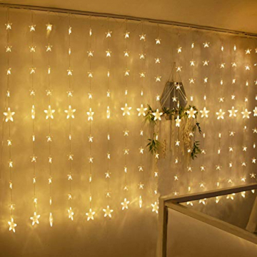 Led Lichterketten, 80 Sterne 144 Leds 2mx1.5m Anschließbar Sternenvorhang mit 8 Modi Fernbedienung fensterlichterketten weihnachten Weihnachtsbeleuchtung für Fenster Dekorat - 1