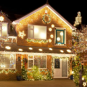 Lichterkette Außen, 12M 120 LED Lichterkette Weihnachten Netzkabel mit 8 Modi, Wasserdichte IP44 + IP65 für Weihnachtsbaum, Tannenbaum, Partys, Hochzeit Deko, Warmweiß - 2