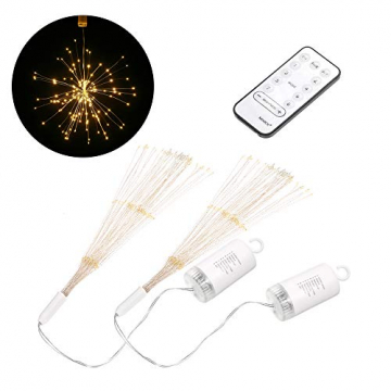 Lixada Feuerwerk LED Licht, 150 LEDs Weihnachten Lichterketten mit Fernbedienung dekorative hängende Starburst Lampe für Indoor Outdoor Home Parties Hochzeit Hofgarten (2 Stück) - 2