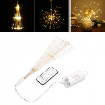 Lixada Feuerwerk LED Licht, 150 LEDs Weihnachten Lichterketten mit Fernbedienung dekorative hängende Starburst Lampe für Indoor Outdoor Home Parties Hochzeit Hofgarten (2 Stück) - 9