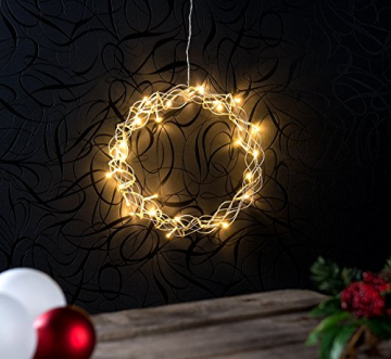 Lunartec Lichtkranz Weihnachten: 2er-Set LED-Lichterkränze für Fenster, Türen u.v.m, 32 warmweiße LEDs (Fensterbeleuchtung Weihnachten) - 4