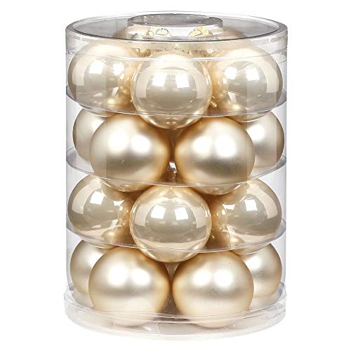 Magic Weihnachtskugeln Glas 6cm, 20 STK. Christbaumkugeln, Farbe Perle Champagner Opal matt
