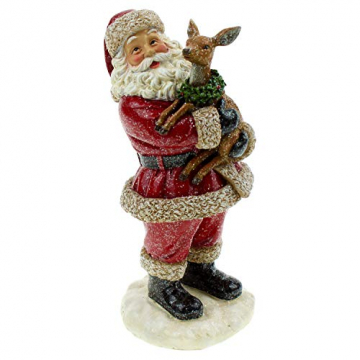pille gartenwelt Hochwertige Deko Figur Weihnachtsmann mit REH für innen und außen | Dekoration Weihnachten altdeutsch - 1