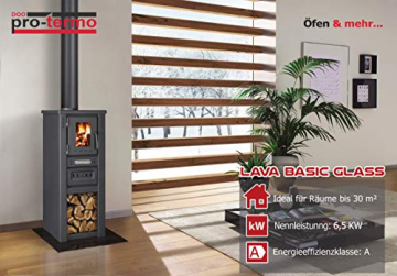 ProTermo Kaminofen Lava Basic Glass 6,5 kw, 33x36x82 cm Holzofen (Mit Sichtfenster) - 5