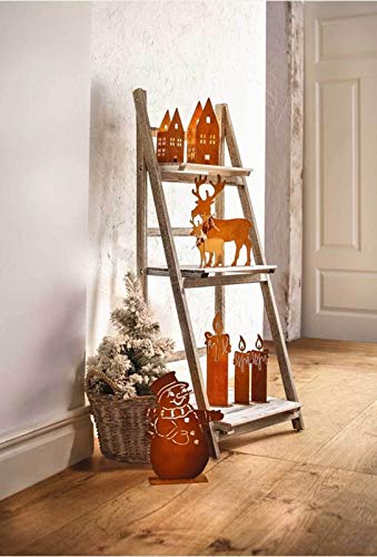 SIDCO Kerze Edelrost 3 x Rostoptik Kerzen rustikal Kerzenset Rostdeko Garten Deko - 5