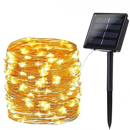 Solar Lichterkette Aussen, BrizLabs 24M 240 LED Außen Lichterkette Wasserdicht Kupferdraht Solarlichterkette 8 Modi Deko für Weihnachten Garten, Balkon, Terrasse, Bäume, Hochzeit, Party, Warmweiß - 1