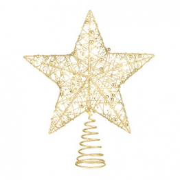 STOBOK Weihnachtsbaum Topper Stern Beleuchtet Baumkronen Ornament LED Licht Glitter Aushöhlampe für Weihnachten Party Ornament Dekorationen Golden - 1
